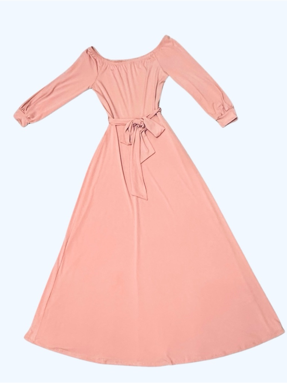 Danielle Emon Blush Pink Off-the-Shoulder Maxi Dress - Size S - Picture 3 of 12